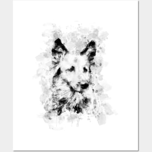 German Shepherd Head , A watercolor of German Shepard, German Shepherd painting, German Shepherd portrait Posters and Art